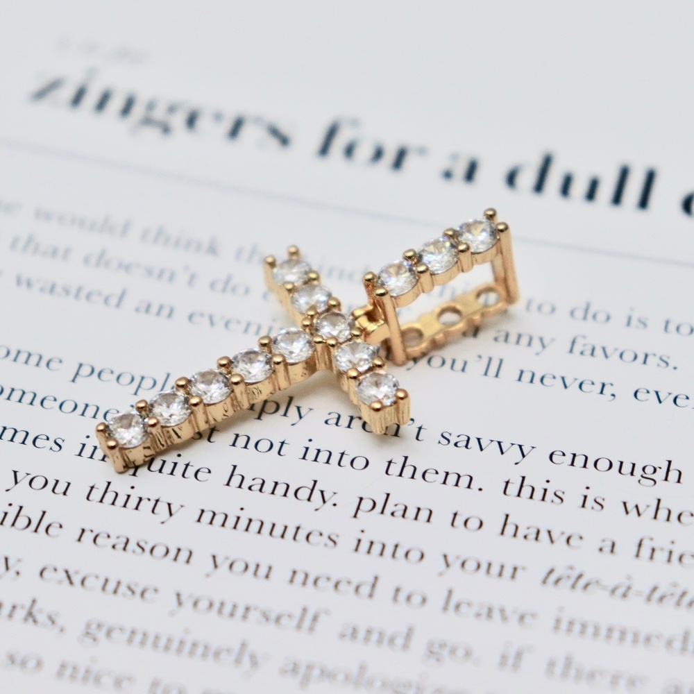 Iced Out Cross 14K Gold Plated CZ stone Pendent